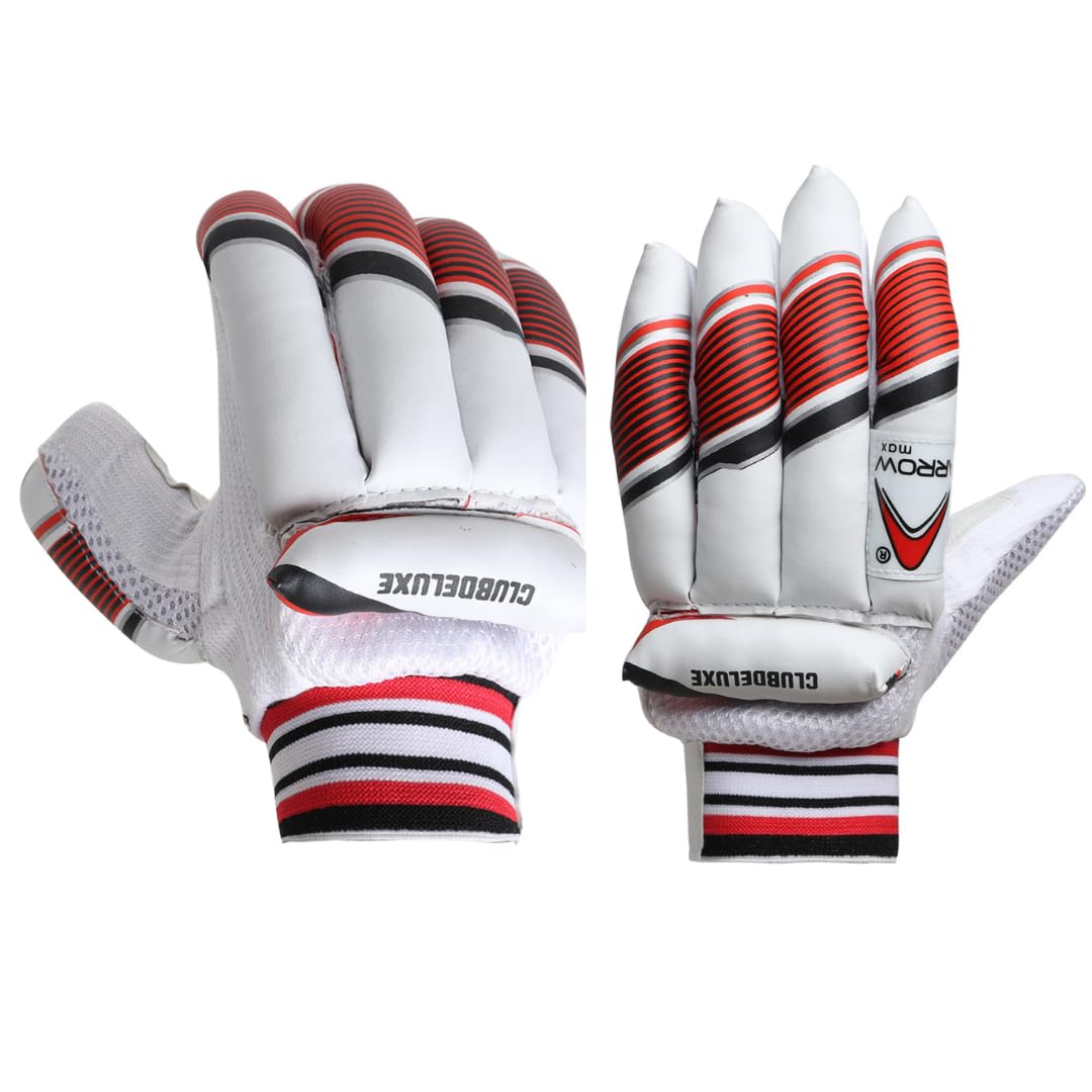 Arrowmax Cricket Batting Gloves For Men Boys Youth Right Handers Stylish & Attractive Design, Comfortable Grip (Youth) - Cotton, White