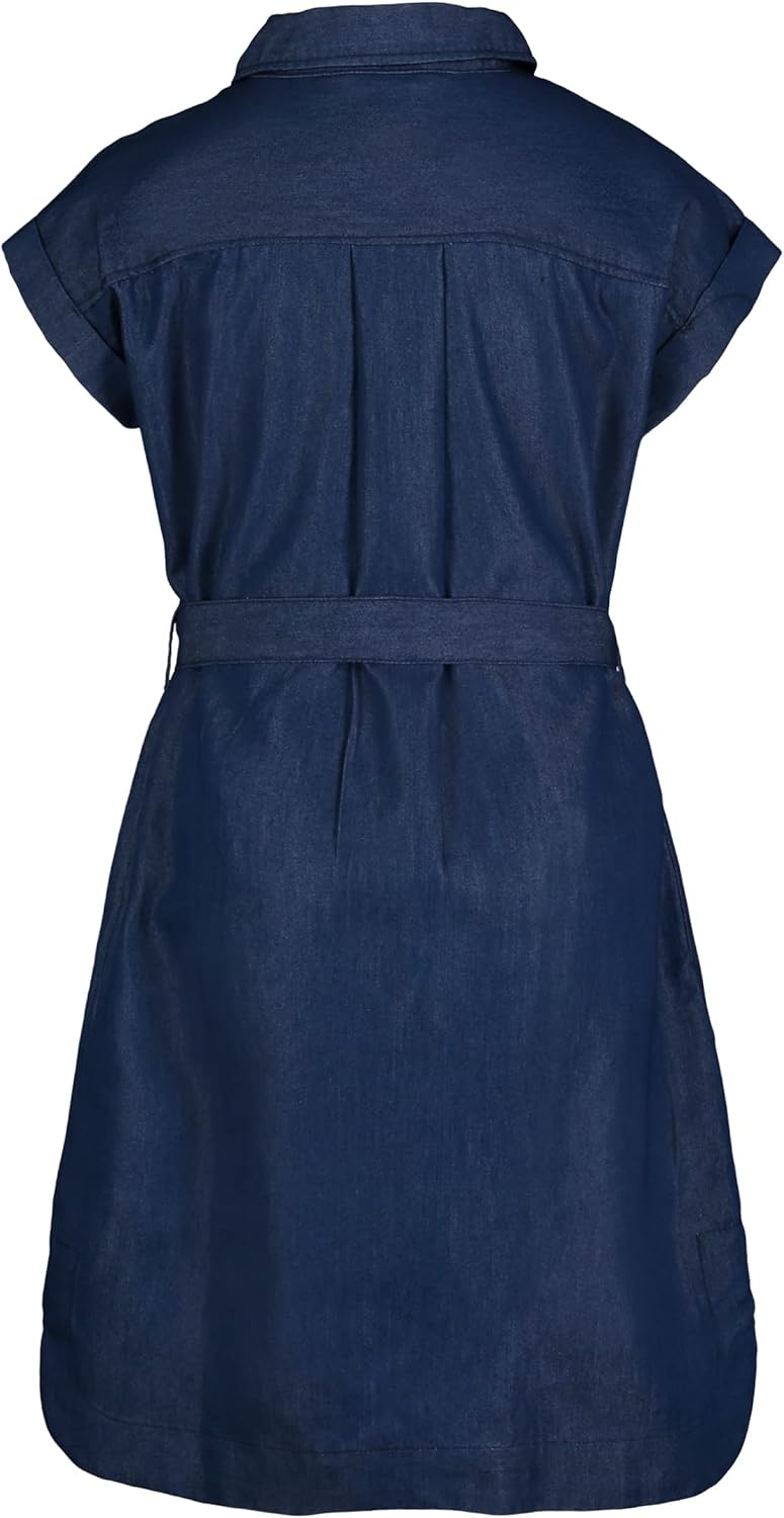 Calvin Klein Girls' Short Sleeve Lightweight Chambray Denim Shirt Dress