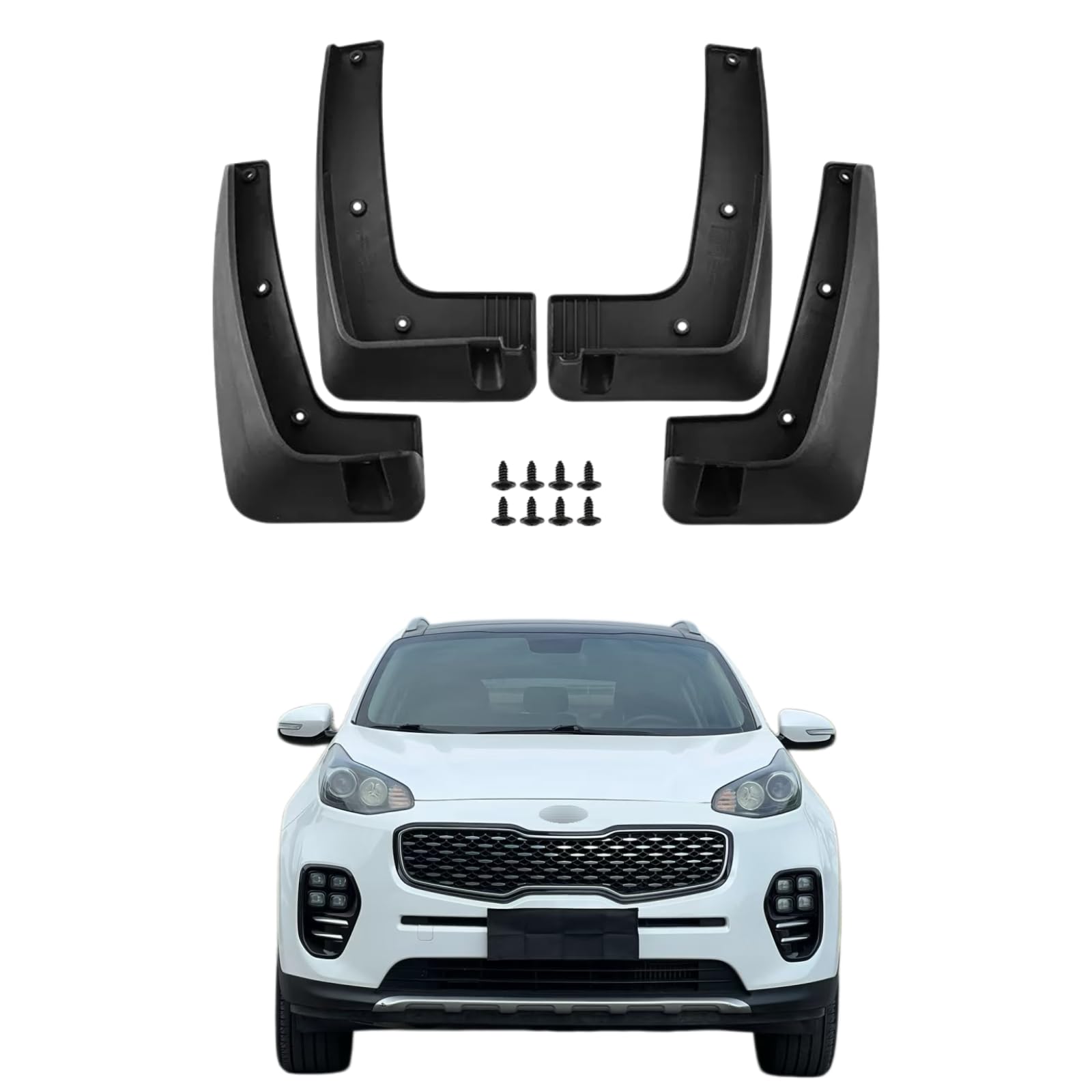 No Drill Mud Flaps Compatible with Kia Sportage 2017 2018 2019 2020 2021 2022, Wheel &amp; Tire Splash Guards, Mudflaps for Car, OEM Style Textured Black Custom Fit All Weather Exterior Accessories(4PCS)