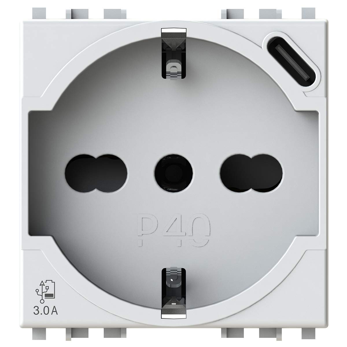 Prise Schuko type P40 USB pour un salon connecté compatible Vimar Arkè