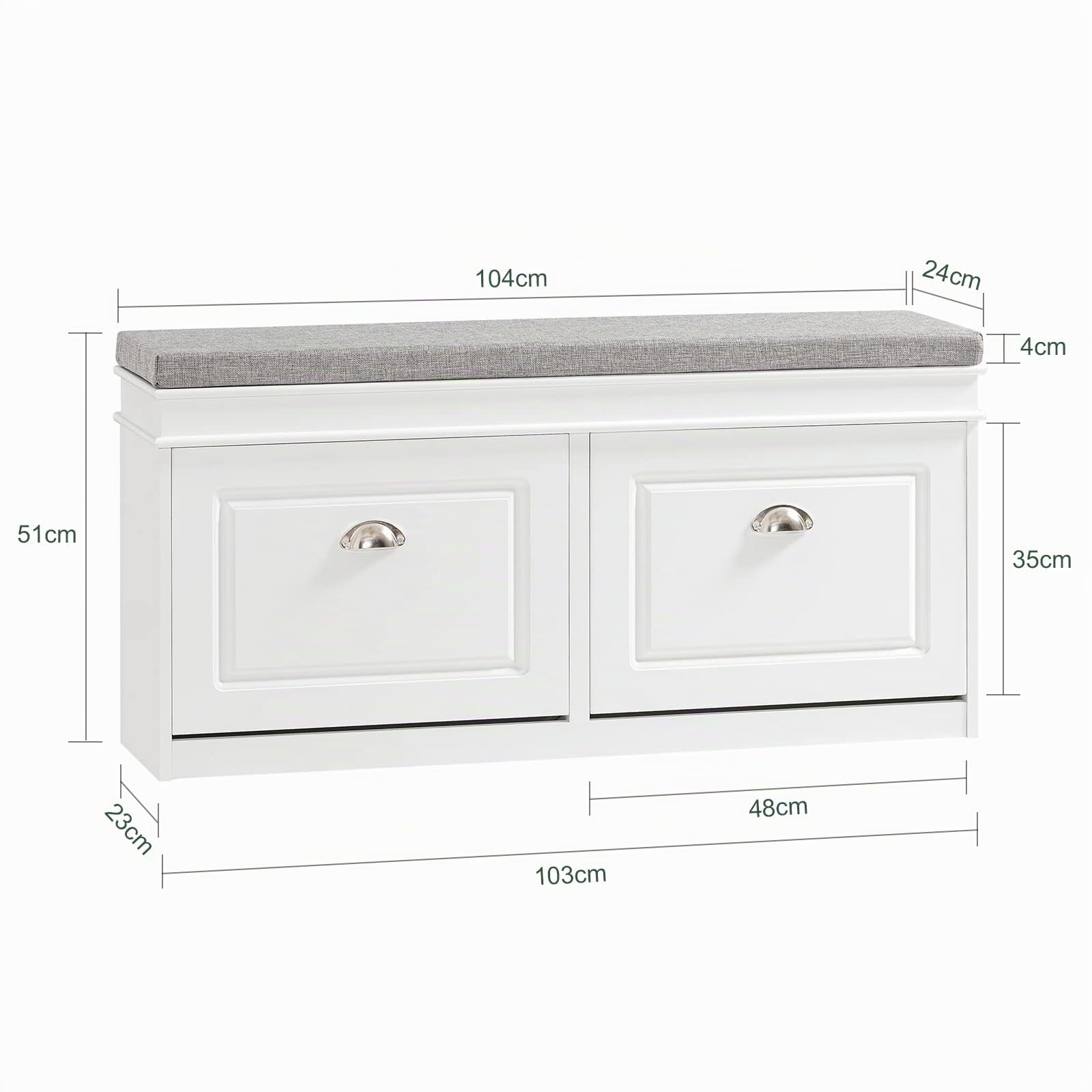 SoBuy Mueble recibidor Zapatero con Perchero,Gris+Blanco, FSR64-W+FRG282-W,ES (Zapatero+Perchero)