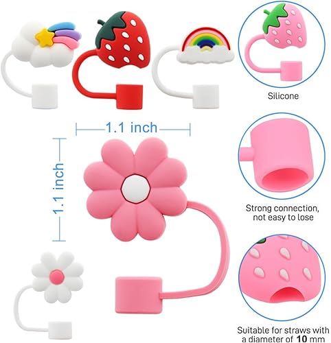 Miniatura 2 de Taoulimi Tapa de popote para copa Stanley, cubiertas de paja de flores para tazas Stanley de 30 y 40 onzas, accesorios protectores a prueba de