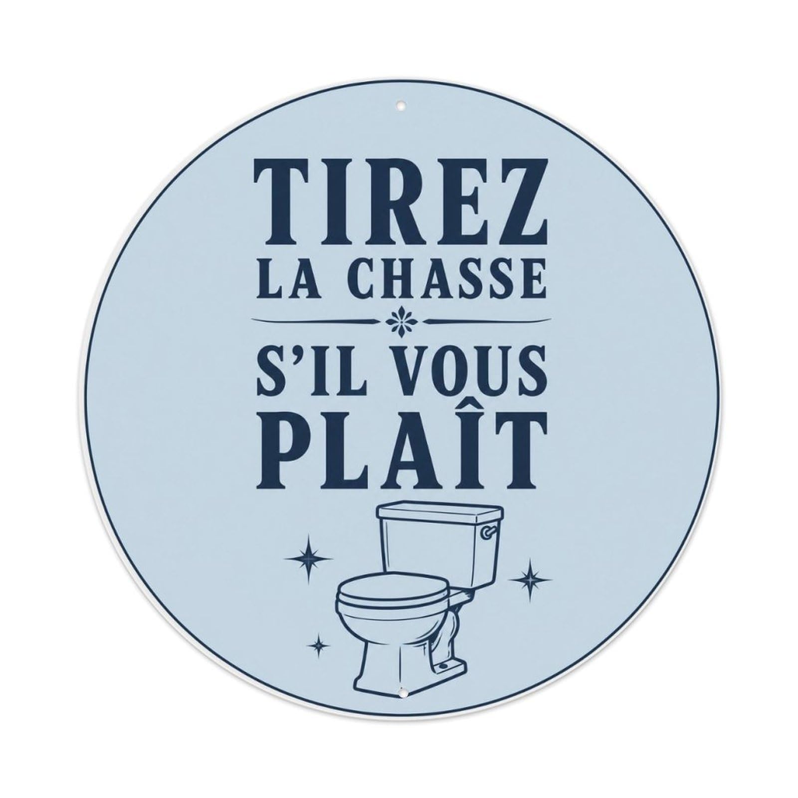 French Flush Please Bathroom Humor Blue Toilet Slogan Metal Tin Sign