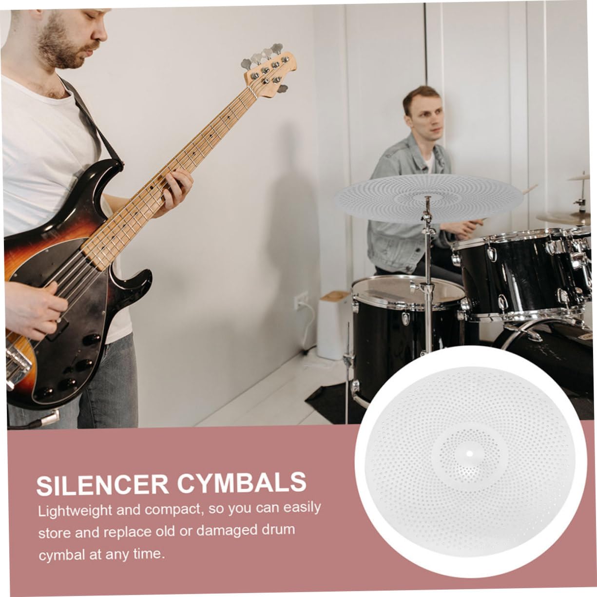 Set di 2 Piatti per Batteria Silenziosi in Lega Argento da 14 e 16 Pollici Riduzione del Rumore e Peso Leggero per Strumenti Musicali Acustici