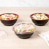 Vista 9 de Restaurantware Tazones de plástico para alimentos de 18 onzas, 200 recipientes desechables con tapa, aptos para Mircowave, sin BPA, cuencos