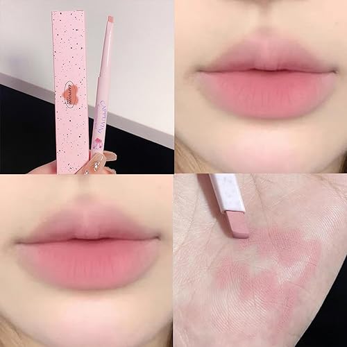 Miniatura 4 de Juego de 5 lápices de labios de colores, 5 piezas de lápiz labial rosa nude, resistente al agua, cremoso acabado mate, lápiz labial para definir la