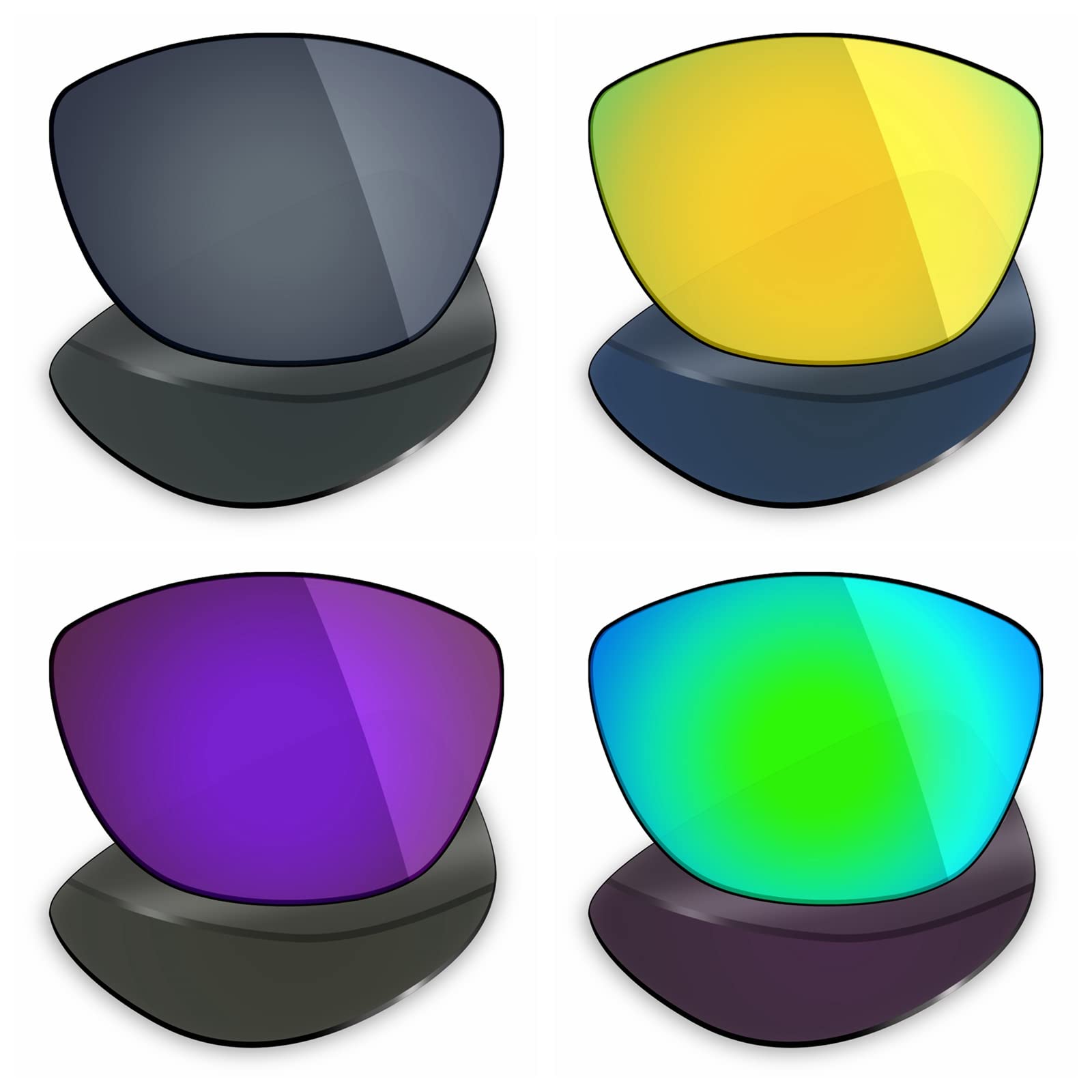 Mryok 4 Pair Polarized Replacement Lenses for Oakley Jupiter Sunglass - Black IR/24K Gold/Plasma Purple/Emerald Green