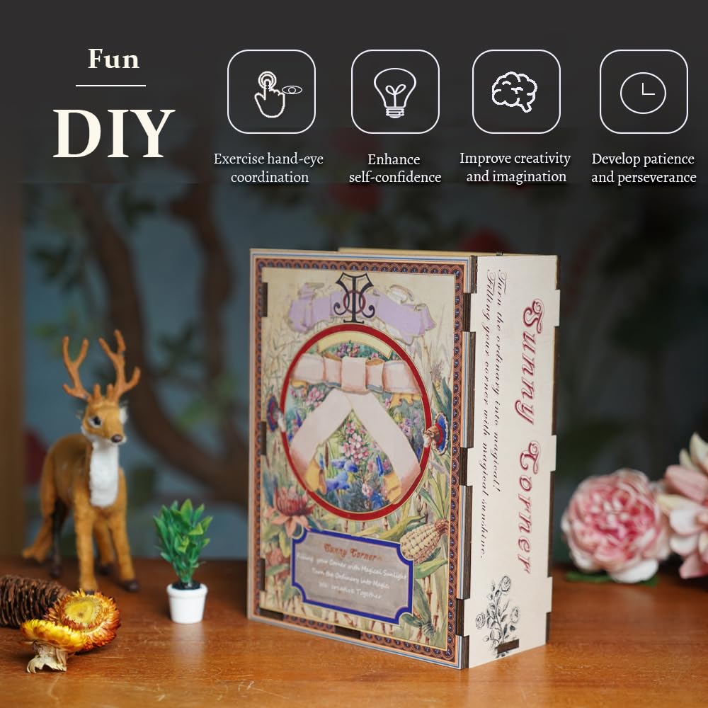 Snapklik.com : CUTEBEE DIY Book Nook Kit Bookshelf Insert Bookend Stand ...