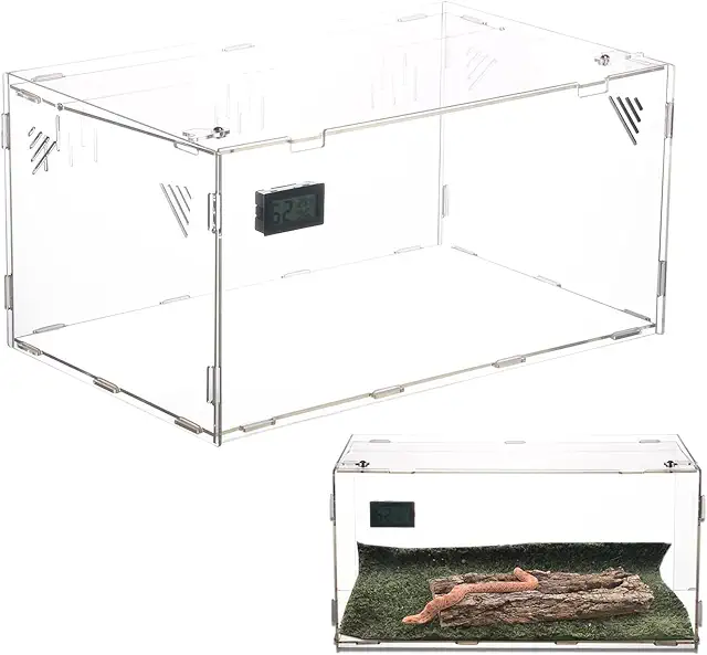 Terrario in Acrilico per Camaleonti - Scatola Trasparente per Rettili 39x25x19cm