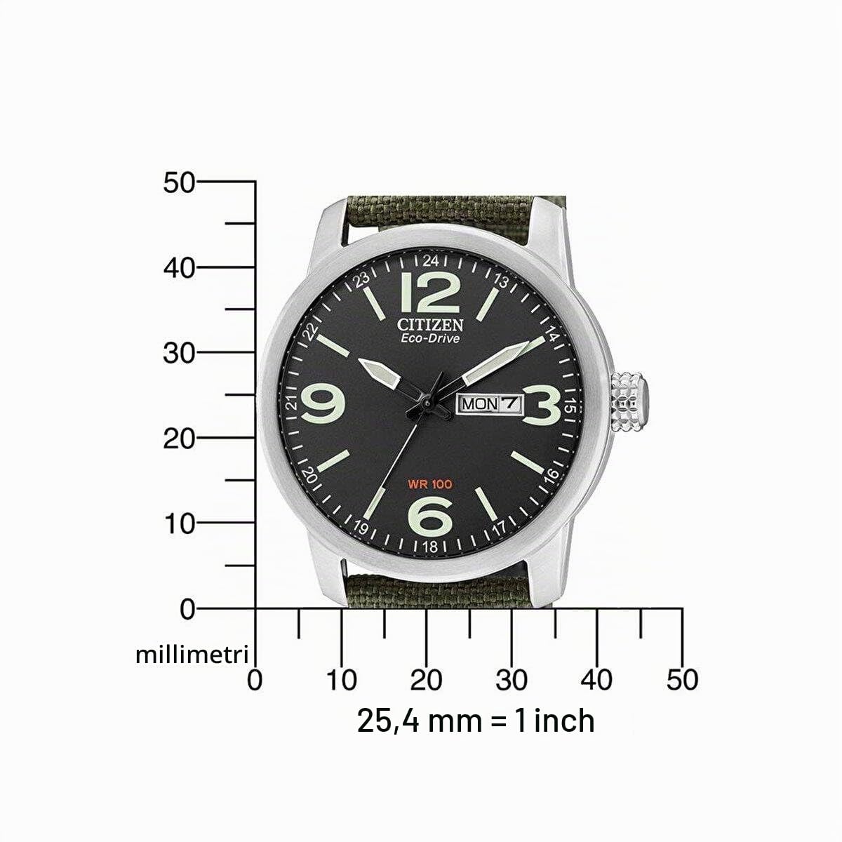 Citizen BM8470-11EE Orologio da polso da Uomo, Cinturino in Nylon, colore Verde [Germania]