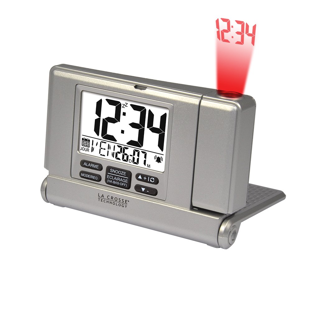 La Crosse Technology WT525 Projektionswecker mit USB-Anschluss, Grau