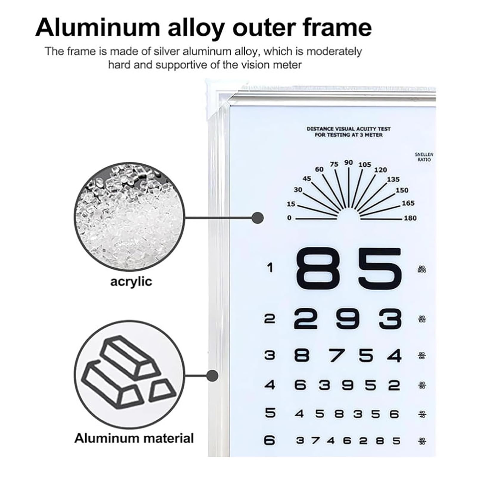 MObyat Tableau d'acuité visuelle LED avec éclairage et télécommande, marquage Rouge/Vert, Mesure de Distance 2,5/5 m, équipement d'optométrie pour Optique et hôpital