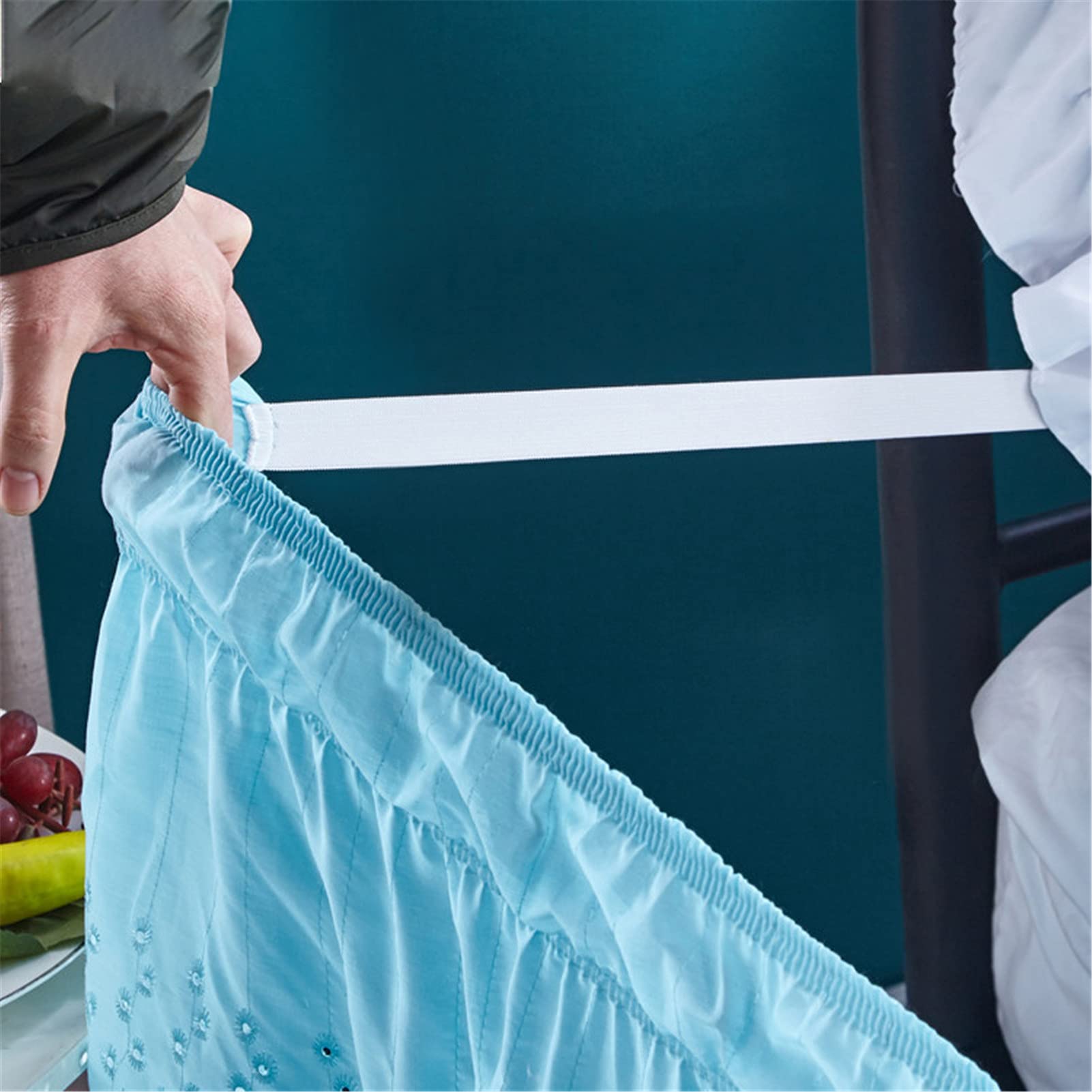 Gonna Letto Plissettata In Poliestere - Giroletto Elasticizzato 3 Lati Per Letti Singoli/Matrimoniali - Foto 4