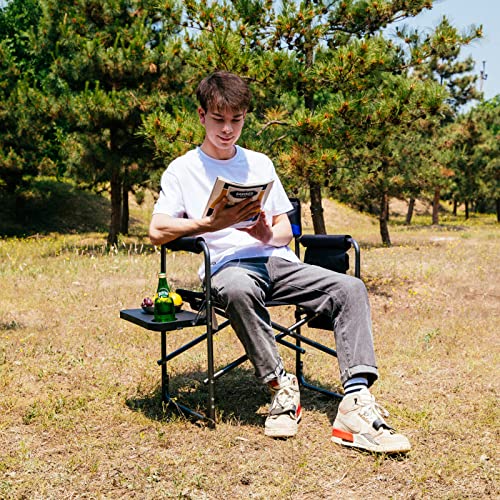 KingCamp Heavy Duty Director Chair with Side Table, Portable Folding Chair with Cup Holder and Storage Pocket for Outdoor, Camp, Patio, Lawn, Garden, Beach, Trip, Sports, Fishing,Black/RoyalBlue by KingCamp - Image 6