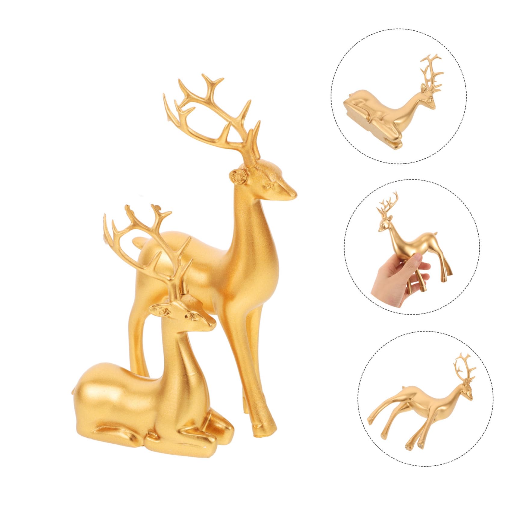 2 Stück Weihnachtliche Rentier Figuren aus Resin Kleine Dekorative Hirschstatuen mit Detaillierter Gestaltung Kreative Elch skulpturen für Wohnzimmer Tisch Raumdekoration
