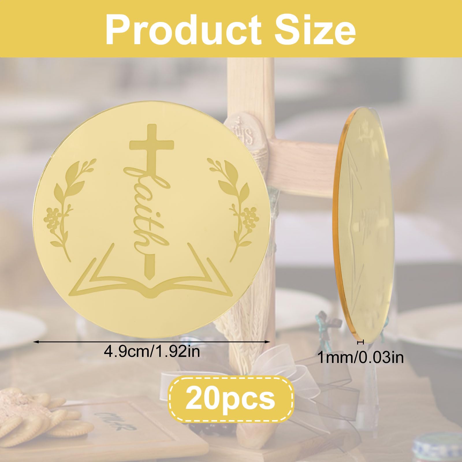 URROMA 20Pcs Gold Round Cupcake Toppers - Image 2