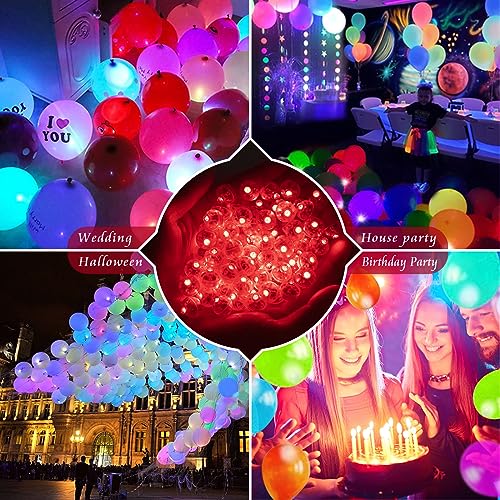 Image of 200pcs Balloon Lights Warm White Mini LED Lights Round Long Standby Time Multicolor Ball Lamps Paper Lantern for Easter Birthday Party Christmas Halloween Decoration Red
