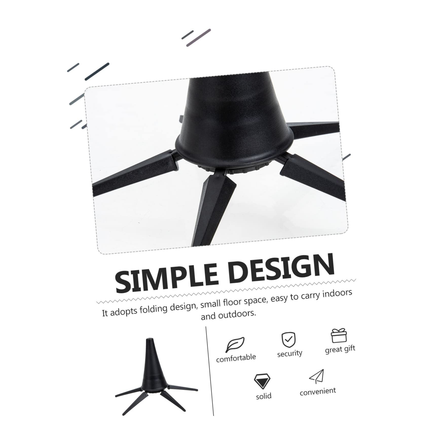 Supporto per Clarinetto Nero Portatile Design Pieghevole e Base a Cinque Gambe in Ferro e Abs per Protezione Strumenti Musica