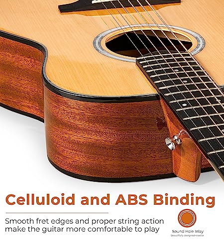 Vangoa Guitare acoustique brillante à pan coupé 104 cm - Les Beatles, Paul McCartney, John Lennon, RIngo Starr, George Harrison Vangoa Guitare acoustique brillante à pan coupé 104 cm – Image 5