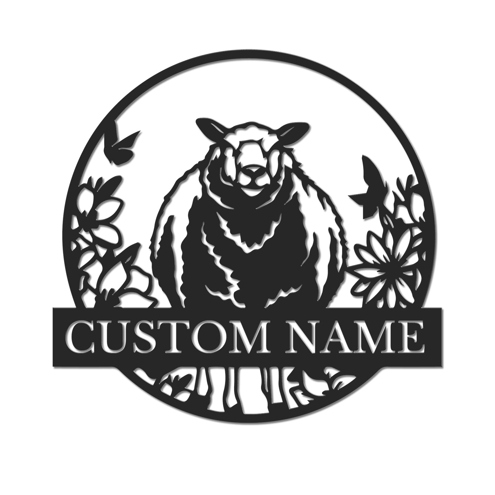 Ecentricart Style-3 Personalized Sheep Metal Sign, Custom Farm Name Wall Art, Rustic Ranch Decor, Outdoor Animal Plaque, Farmhouse Entryway Sign, Pastoral Welcome Art (Style-3)