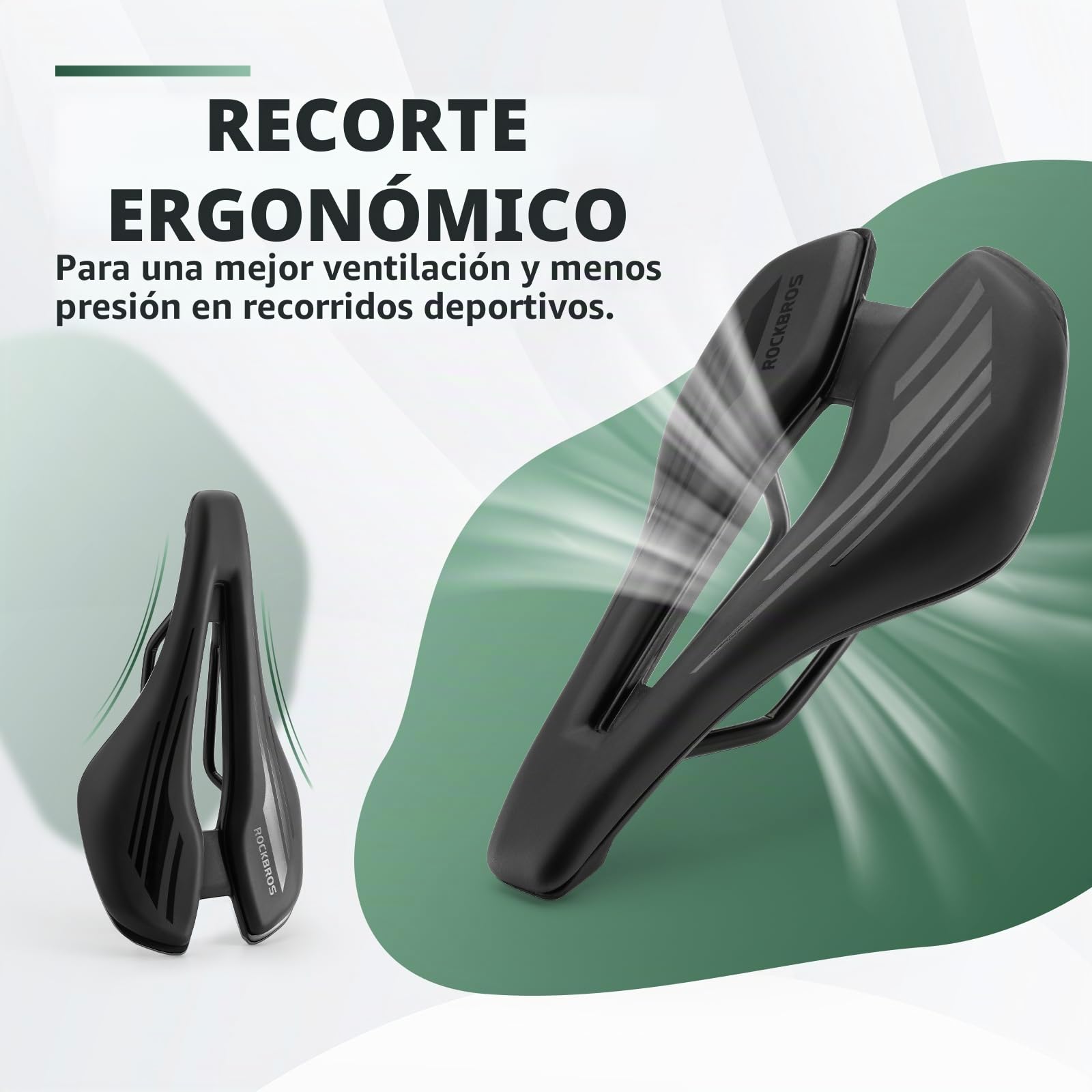 ROCKBROS Sillín de Bicicleta Cómodo Asiento Bicicleta Ergonómico Transpirable Sillín Ultraligero a Prueba de Agua para Bicicletas de Carretera 14,5 * 25cm