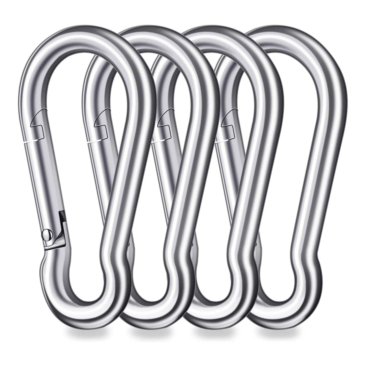 SIGNATRON Stainless Steel Spring Snap Hook Carabiner | Hook Swing Connector | Heavy Duty Multipurpose (Silver) (Pack of 4) (B08TBWWPL8) Amazon Price History, Amazon Price Tracker