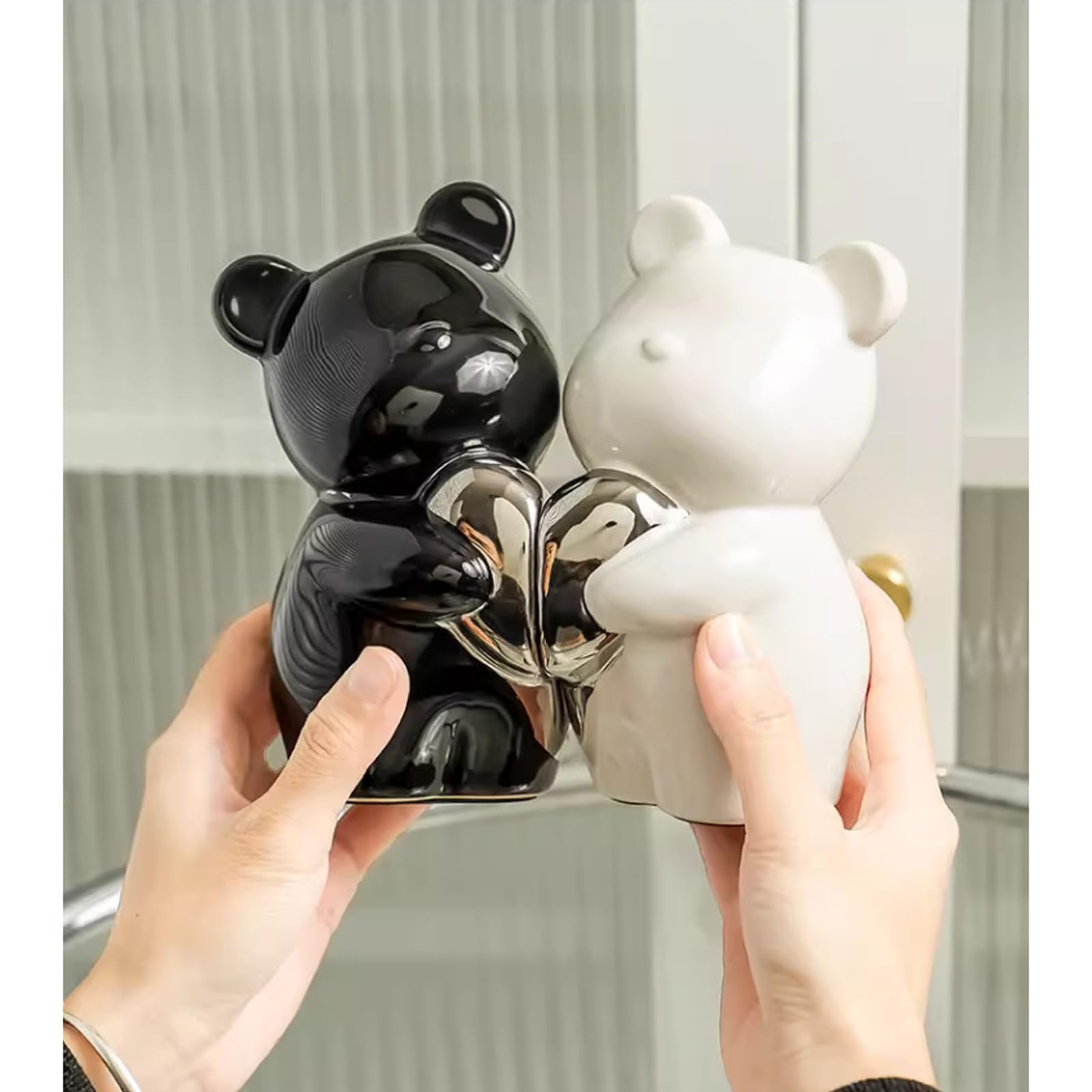 Słodkie Miś Serce Dekoracyjne Podpórki Do Książek Ceramiczne Figurki Niedźwiedzia Podpórki Do Książek Zatyczka Dekoracyjne Figurki Zwierząt,Metalowe podpórki do książek