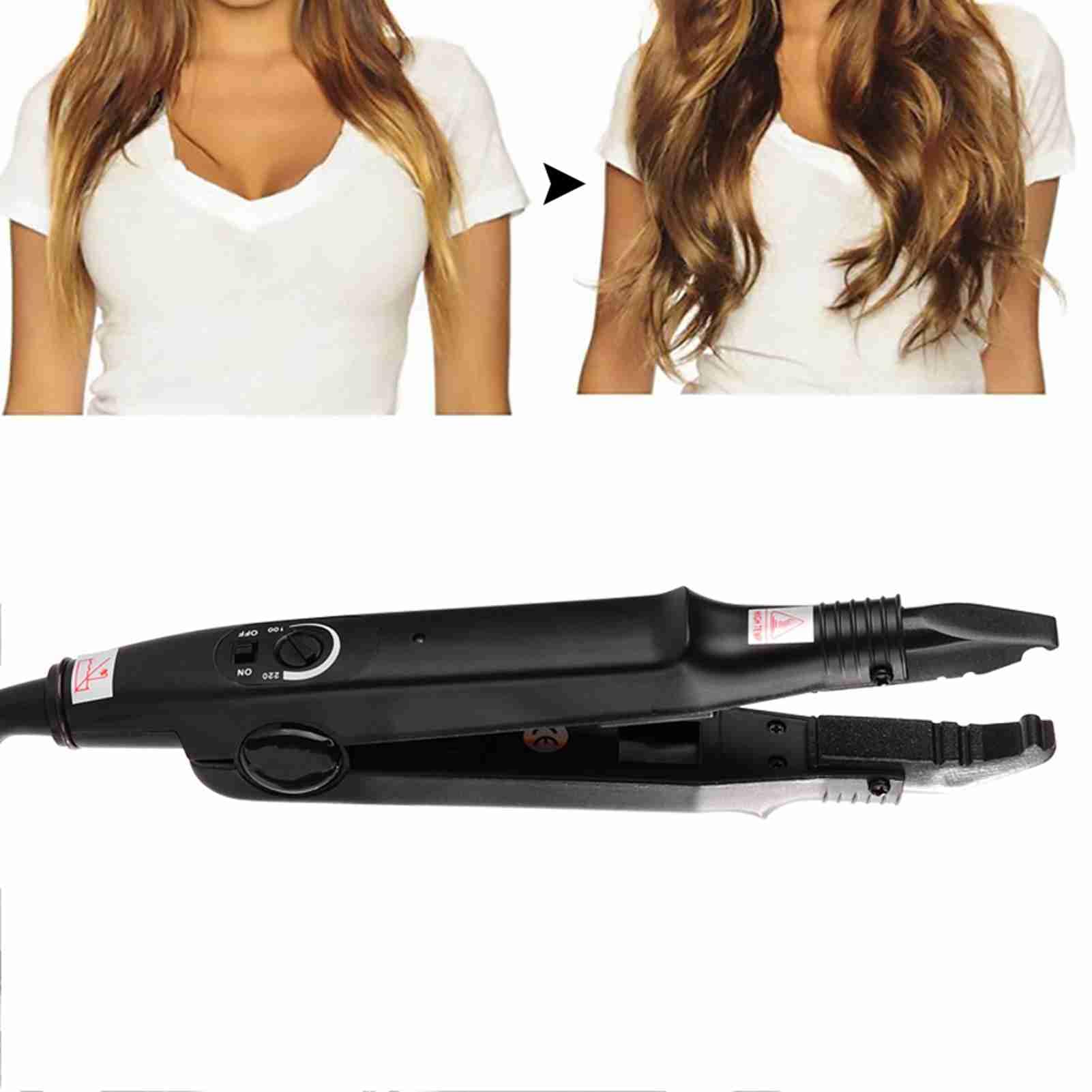 Set professionale per estensioni dei capelli, kit di strumenti per lo styling a temperatura regolabile, con dispositivo per bordare l'uncinetto, toppe di protezione dal calo