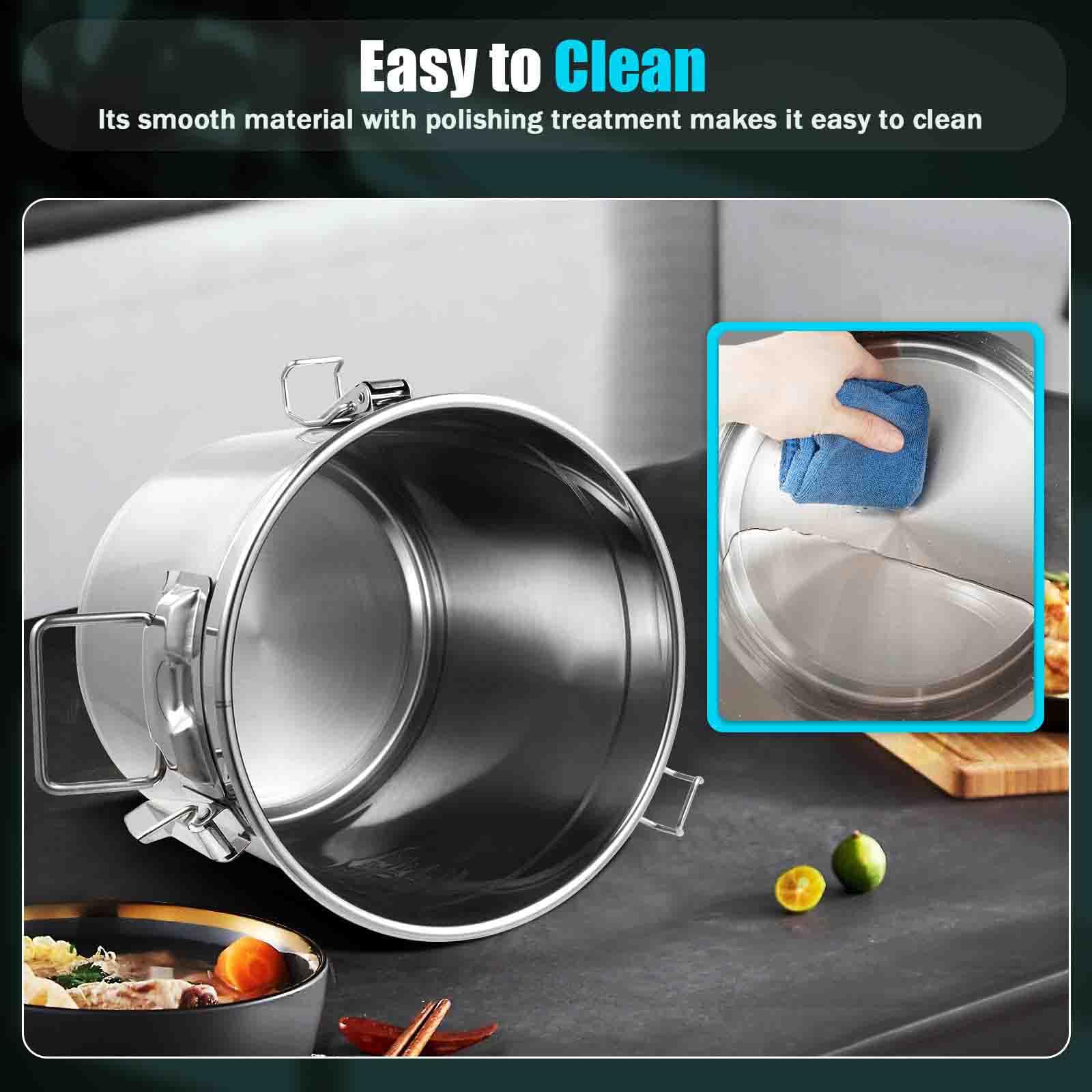 Recipiente hermético de acero inoxidable con tapa, caja de almacenamiento de arroz de 6 L/12 L para cereales, comida para perros y aceite, cubo de cocina de 25 x 25 cm, duradero y ahorra espacio