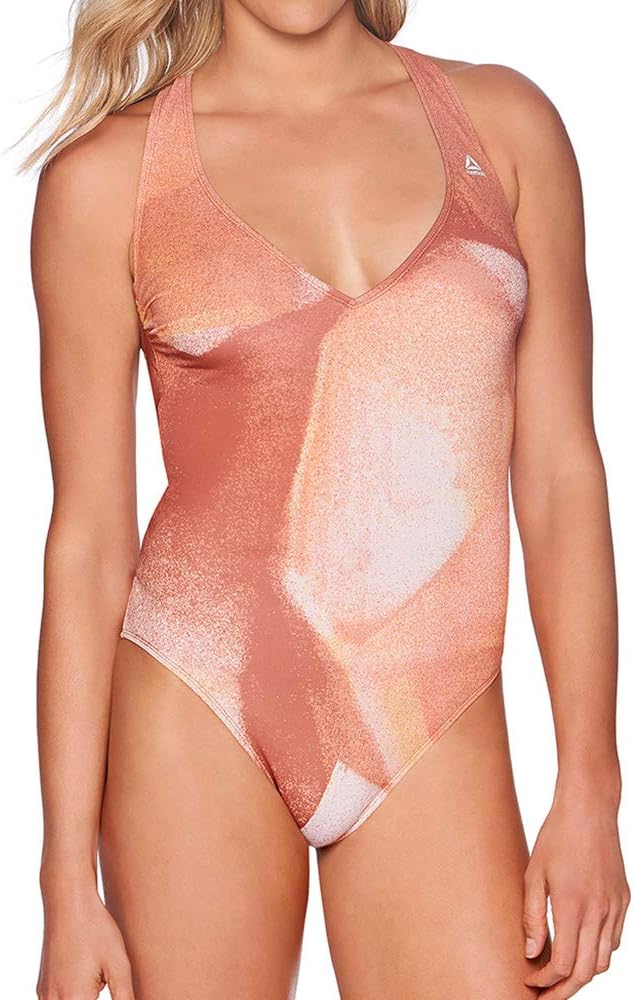 Reebok Lifestyle Women's Swimwear Le Femme Graffiti Plunge Neckline One Piece Swimsuit - Image 2