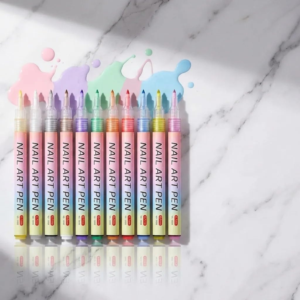 Nail Art Maker Pen Set - 12 Vibrant Colors, 0.7mm Precision Tip, Quick Dry & Waterproof Nail Art Painting Pens for Professional & DIY Use-image-42