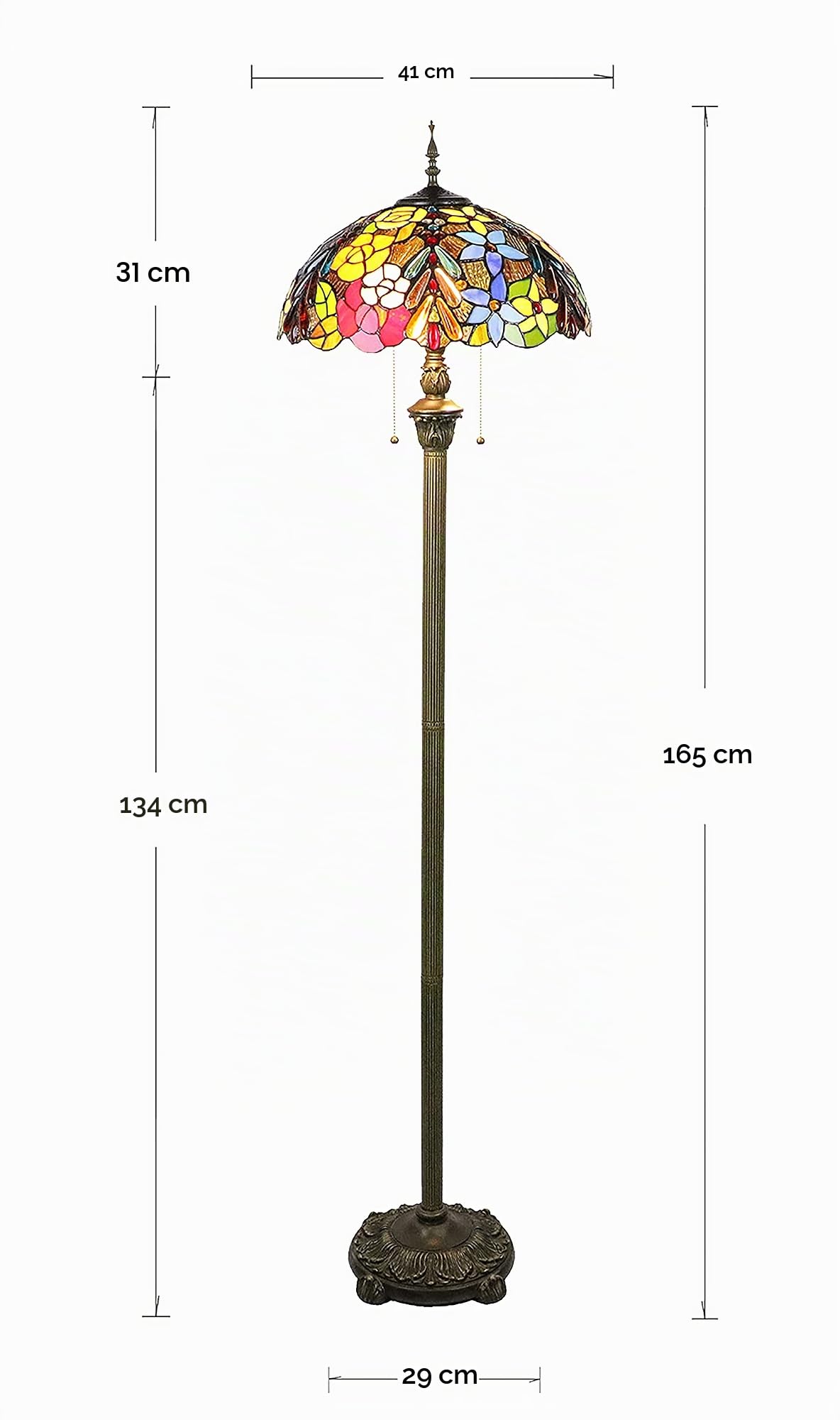 Tiffany Stehlampe Wohnzimmer, E27 Traube Glasperlen Leselampe Modern Blumen Stehlampe Aus Buntglas für Flur [Ohne Glühbirnen]