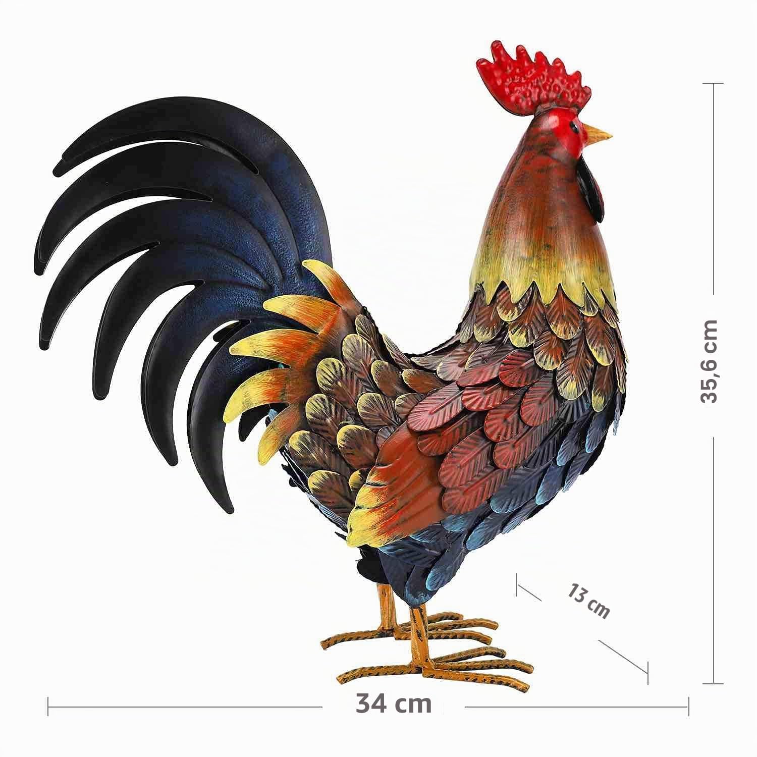 chisheen Statue de Jardin en Forme de Coq en métal, Sculpture d'extérieur