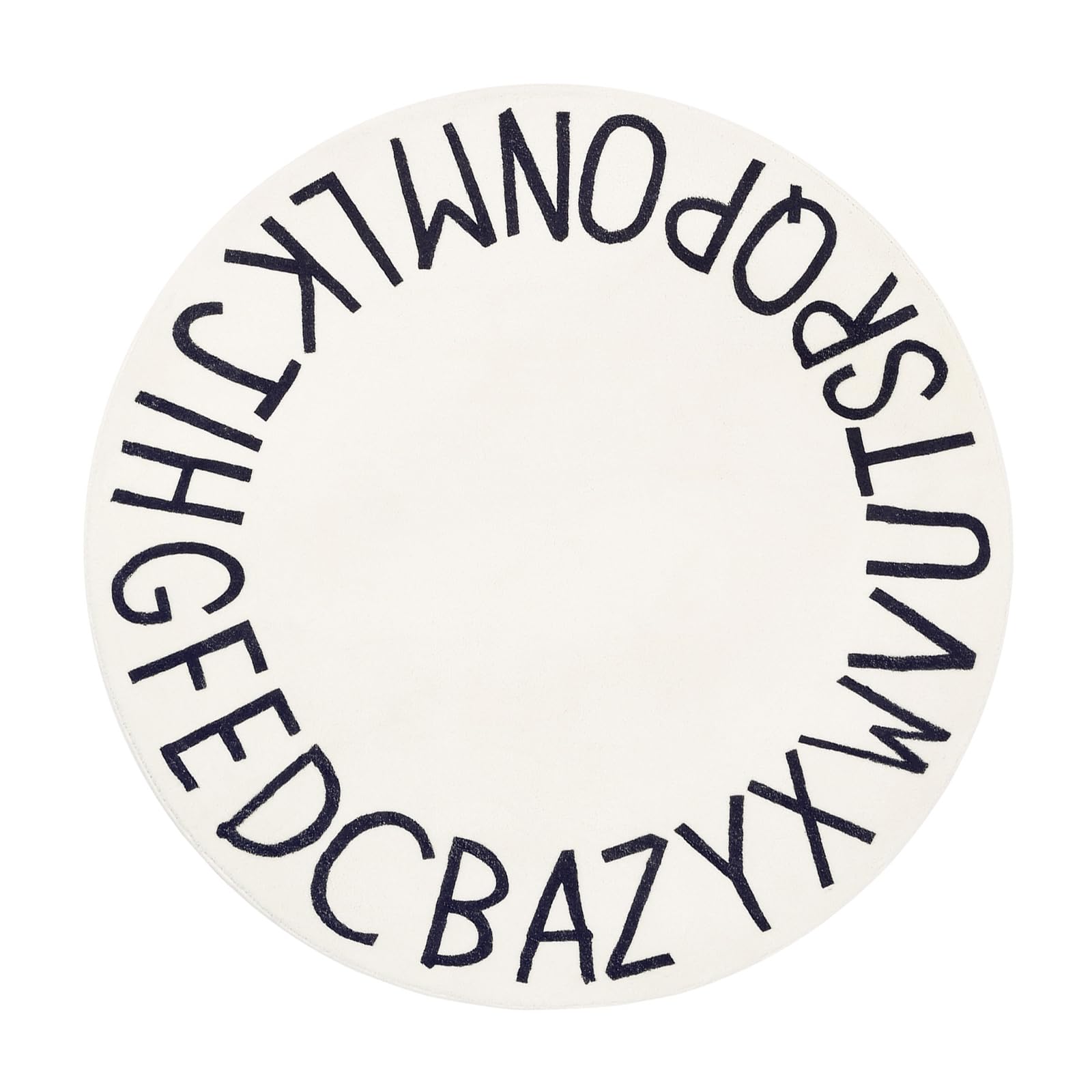 TopotdorRound Kids Play Rug,Upside Down Alphabet Nursery Rug Extra Large Soft Crawling Play Mat for Children Toddlers Bedroom (47 inch, Beige)