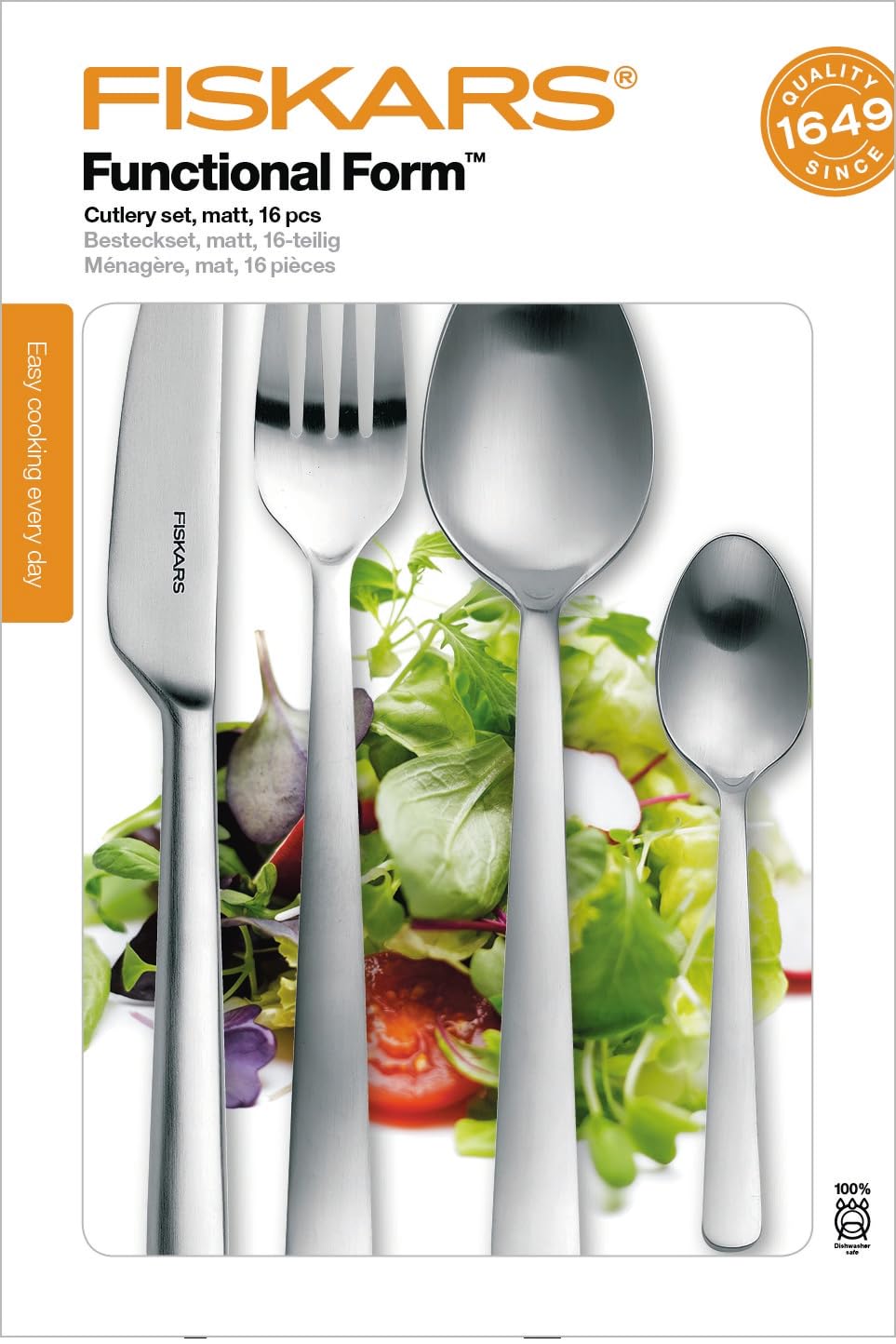 Fiskars Besteck-Set, 16-teilig, Qualitätsstahl, Silber/Matt, Functional Form, 1002958 | Silber/Matt, Functional Form, 1002958