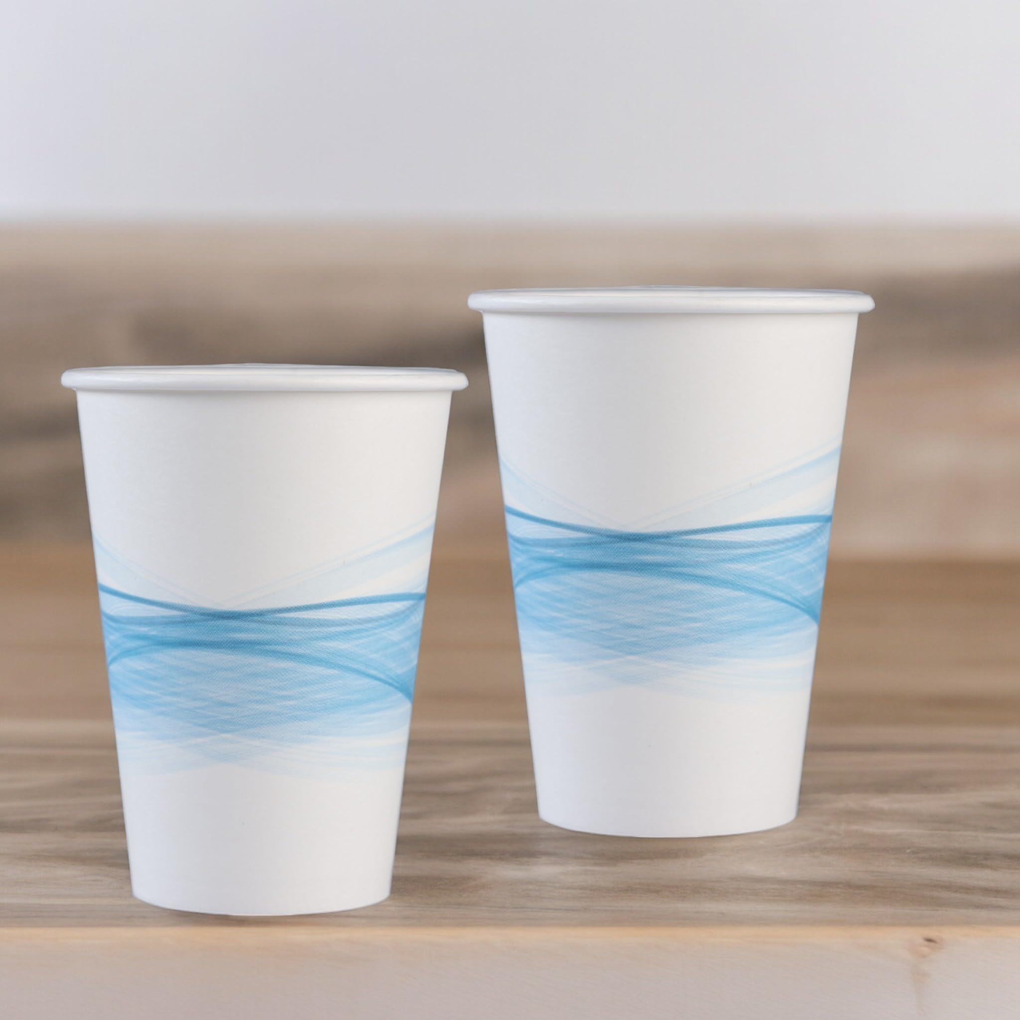 Mecup Bicchieri in Carta, Bicchieri Monouso, 2000 Pezzi, Tazza Caffè 200 ml, Usa e Getta, Per Bevande Calde e Fredde, Design Elegante, Igienici, Biodegradabili. Fantasia: Fascia Azzurra