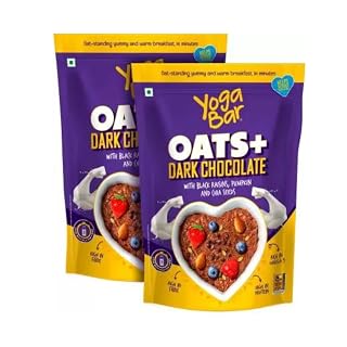 Yogabar Dark Chocolate Oat 1kg, Pack of 2 | Gluten Free Golden Oat | Healthy Breakfast Cereal with Wholegrain Oats (Dark Chocolate Oats, 800g)