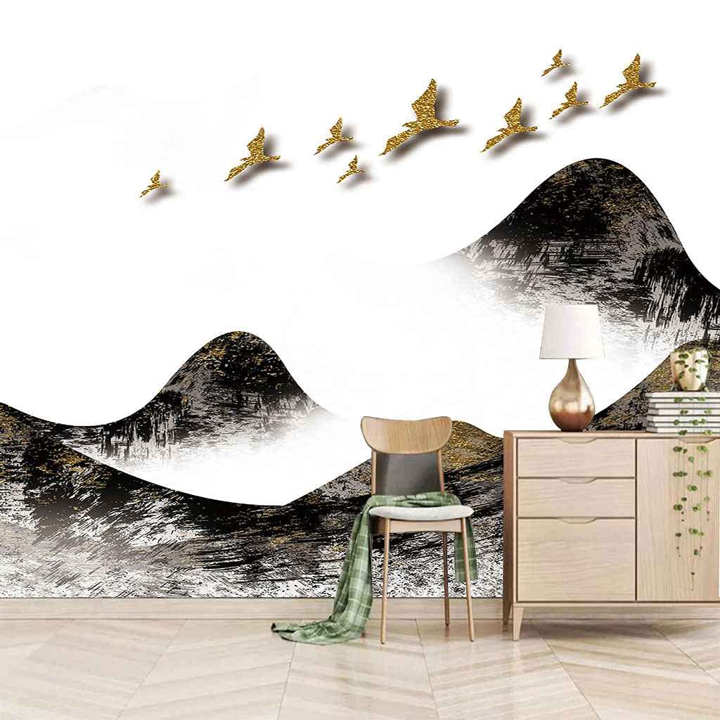 Papier Peint 3D Paysage Hirondelle Dorée Grand Format Revêtement Pratique