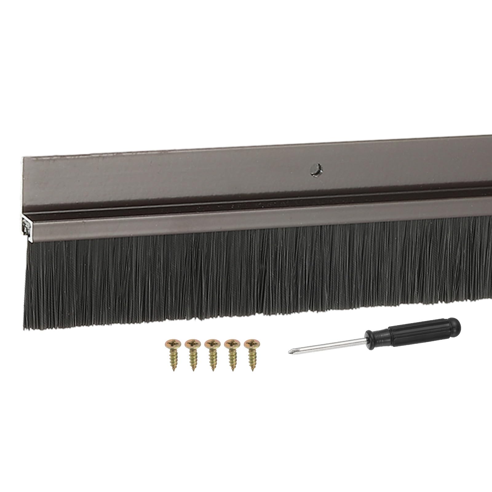 YELARXI Door Sweep Aluminum Alloy Brush Sweeps, 1.2 Inch Black PP Brush 39"L x 2.2"W Fit for Gaps of Door Bottom