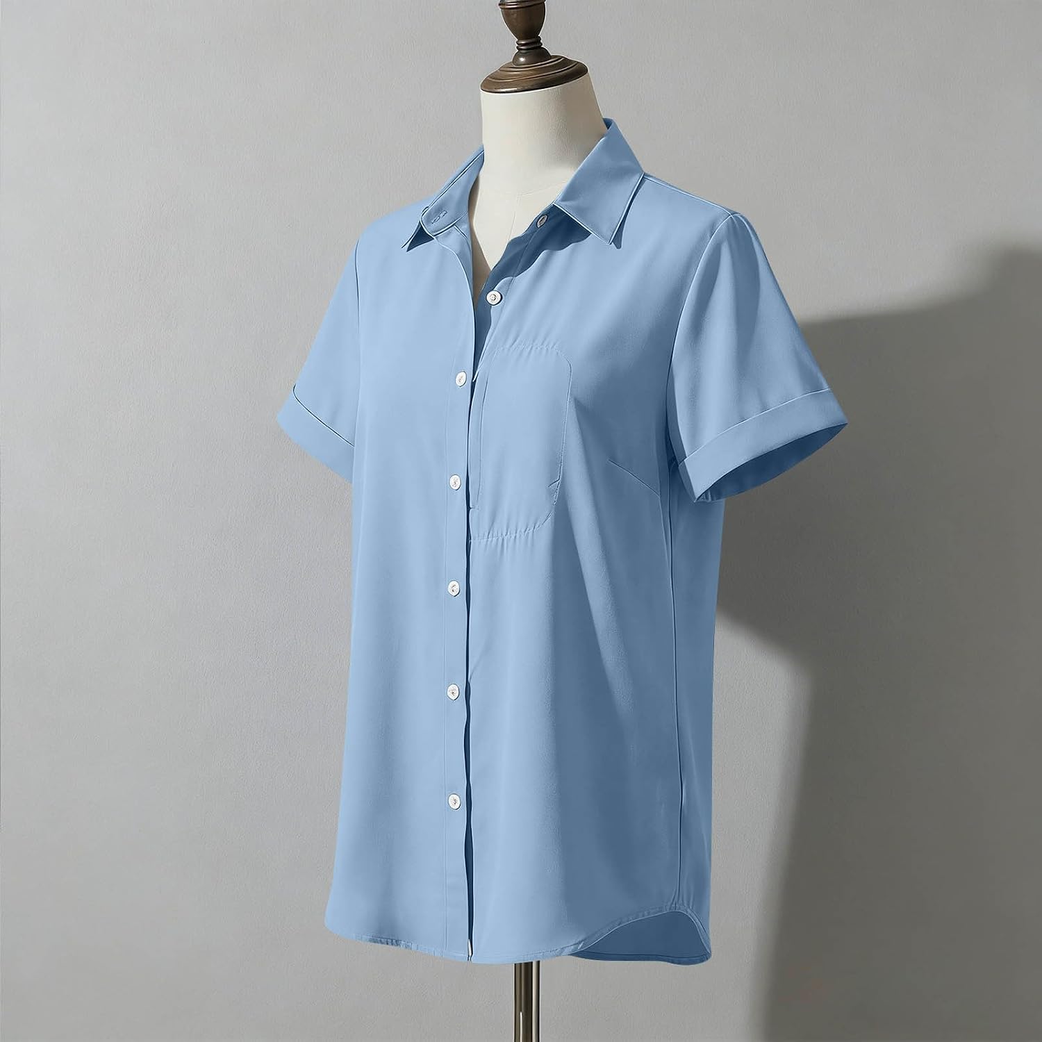 Womens Sun Protection Shirts UPF 50+ Short Sleeve Button Down Shirt Quick Dry Blouse Fishing Hiking Traving Workout Top