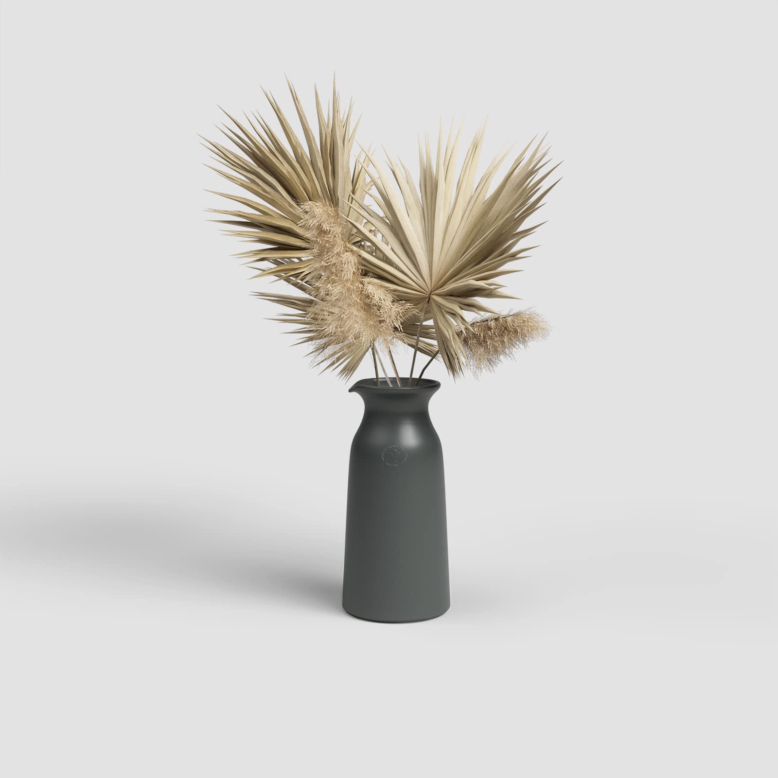 Artevasi Bia Pichet, Céramique fait à la main, Vase à fleurs décoratif élégant, Décoration intérieure, Anthracite, 30cm de haut
