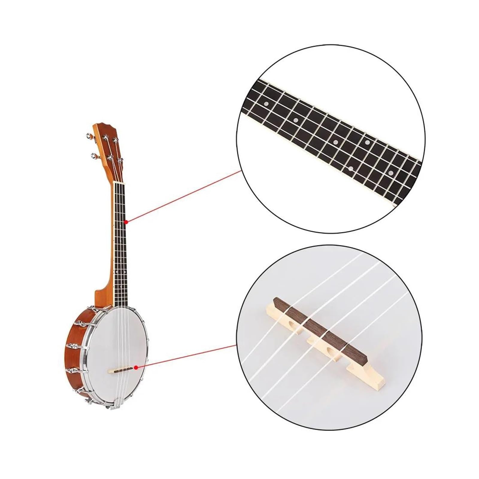 Przenośne Ukulele Profesjonalne 4 Strunowe Banjolele Z Tunerami Gig Bag I Innymi Akcesoriami