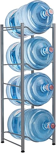 Estante para botellas de agua resistente de 4 niveles, barniz para hornear, soporte de agua de 5 galones con protección del suelo, soporte para