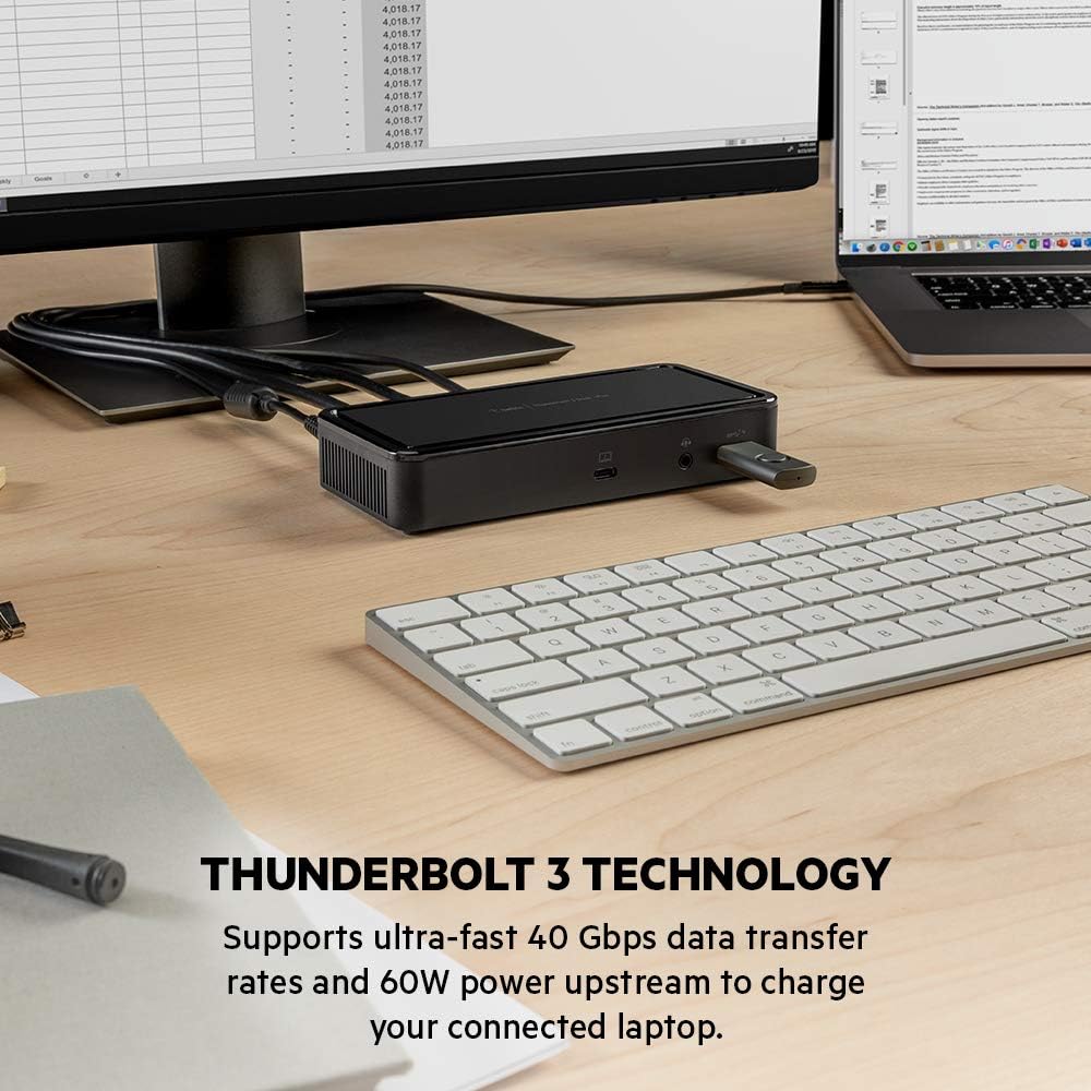 Flash Deals - 80% OFF Belkin Thunderbolt 3 Dock Plus w/ 2.6ft Thunderbolt 3 Cable (Thunderbolt Dock for macOS and Windows) Dual 4K @60Hz, 40Gbps Transfer Speeds, 60W Upstream Charging