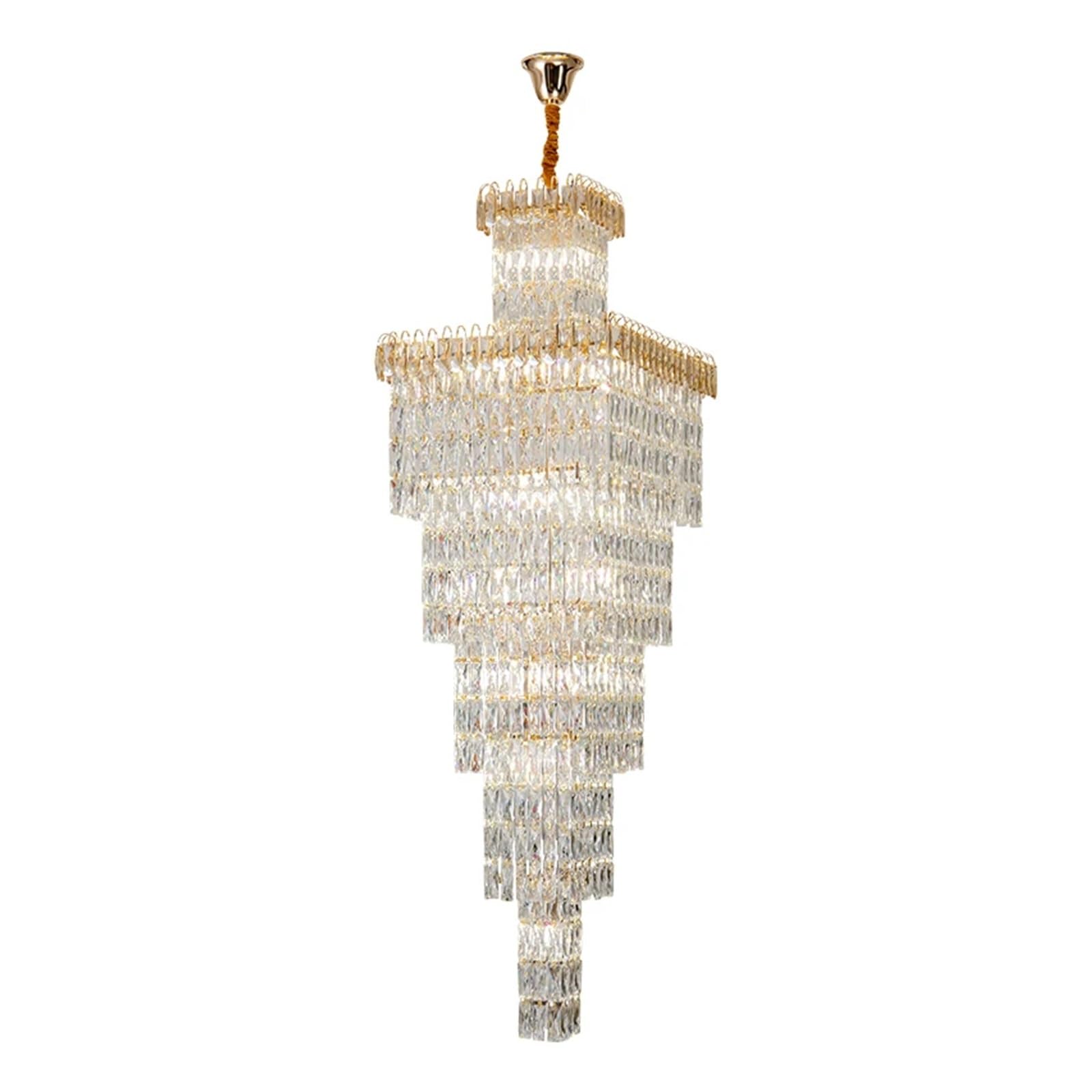 Wan Suo Pendant Lights, Duplex crystal living room chandelier hall light luxury atmosphere hollow staircase villa long chandelier (Size : 400)