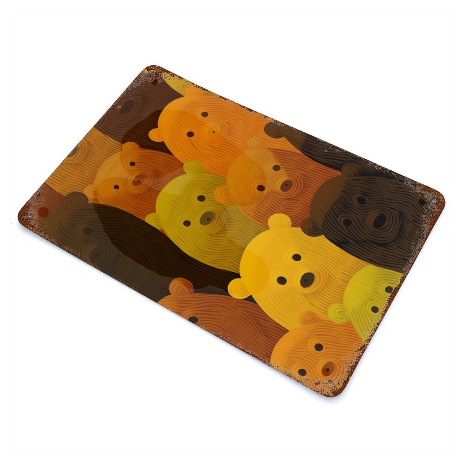 Rust Effect Cute Bears Retro Metal Sign 11.8"x7.9", Farmhouse Wall Decor for Living Room, Hallway And Home Decor