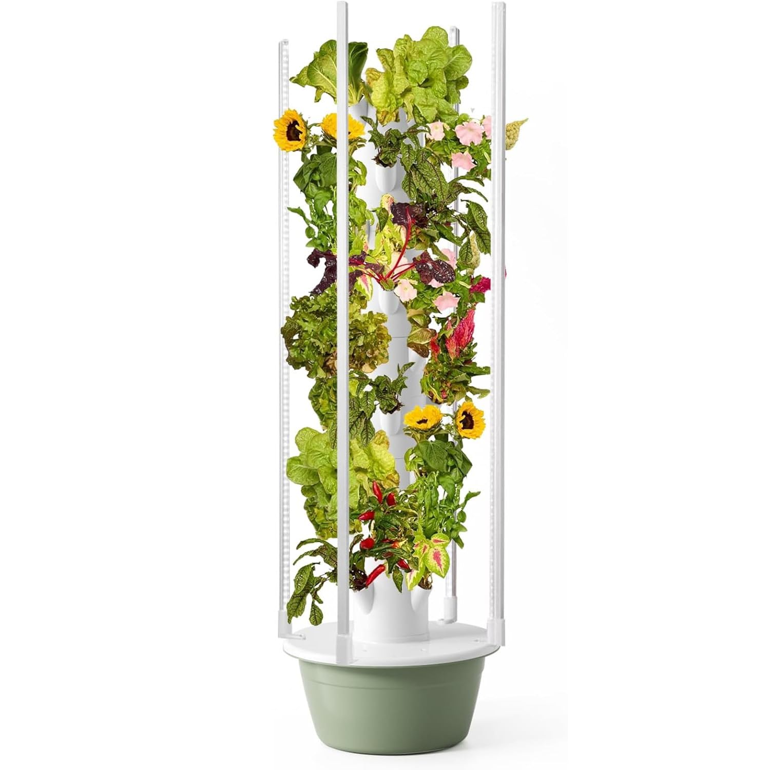 CelyToe Hydroponics Tower Indoor Growing System Vertical Garden Planter Indoor Smart Garden Kit With Pump And Movable Water Tank And Led Grow L Ights,Vegetable Plant 5layers