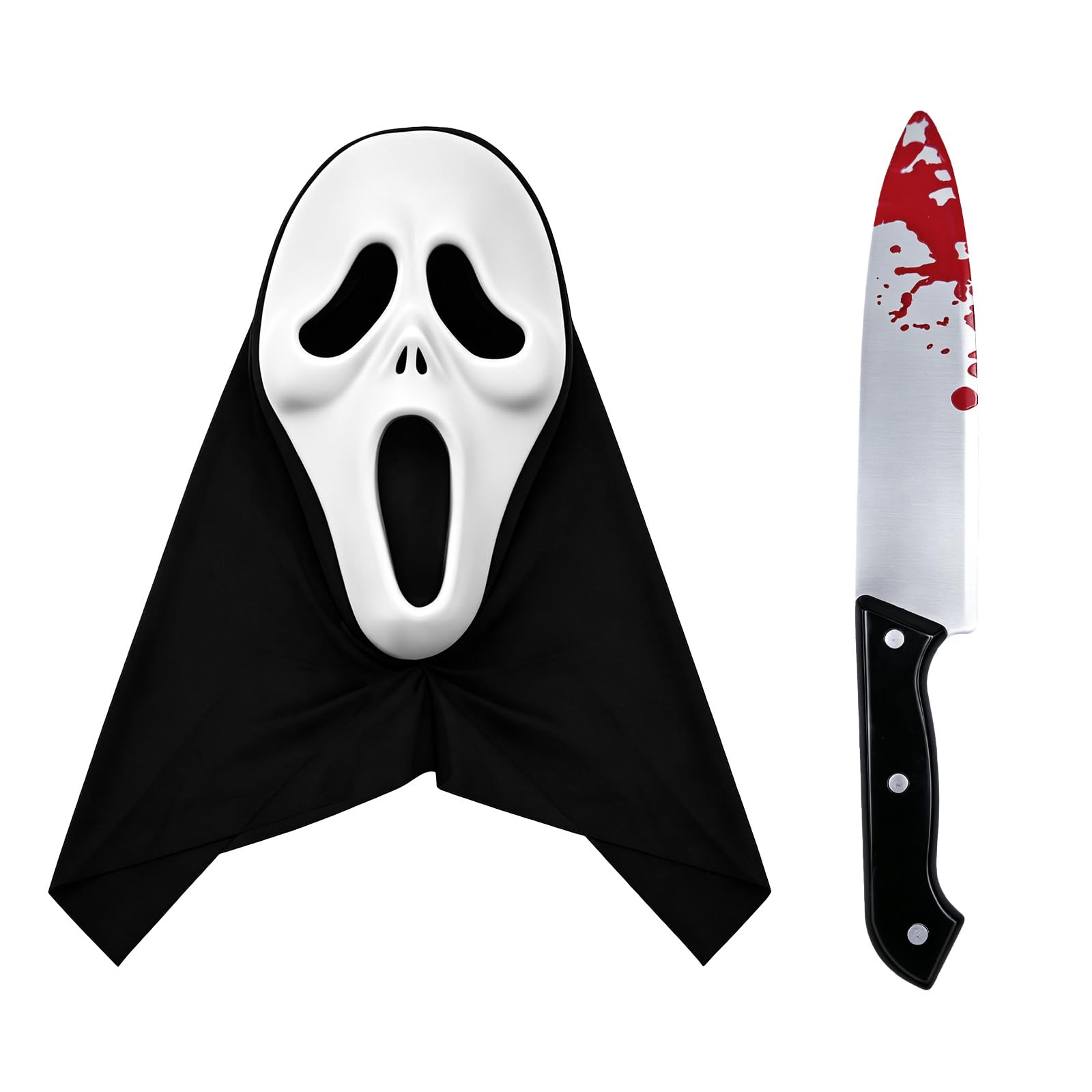 Pengshow Halloween Scream Mask, Ghostface Mask with Toy Knife
