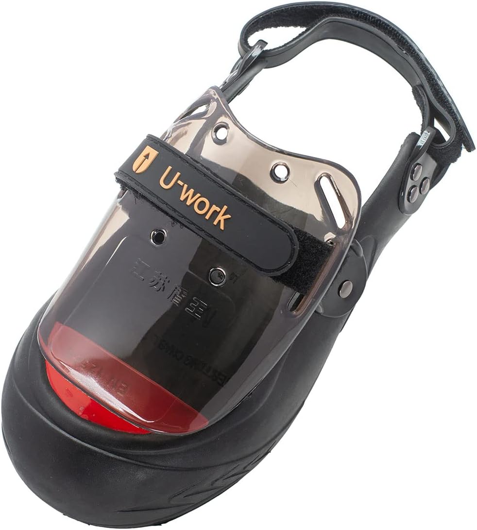 Safety Overshoes Steel Toe Caps with Metatarsal Guard, Titanium Aluminum Alloy Toe Shoe Covers, Steel Toe Covers, Slip Resistant Alloy Toe Overshoe, Visitor Safety Overshoe, M, Red - - 