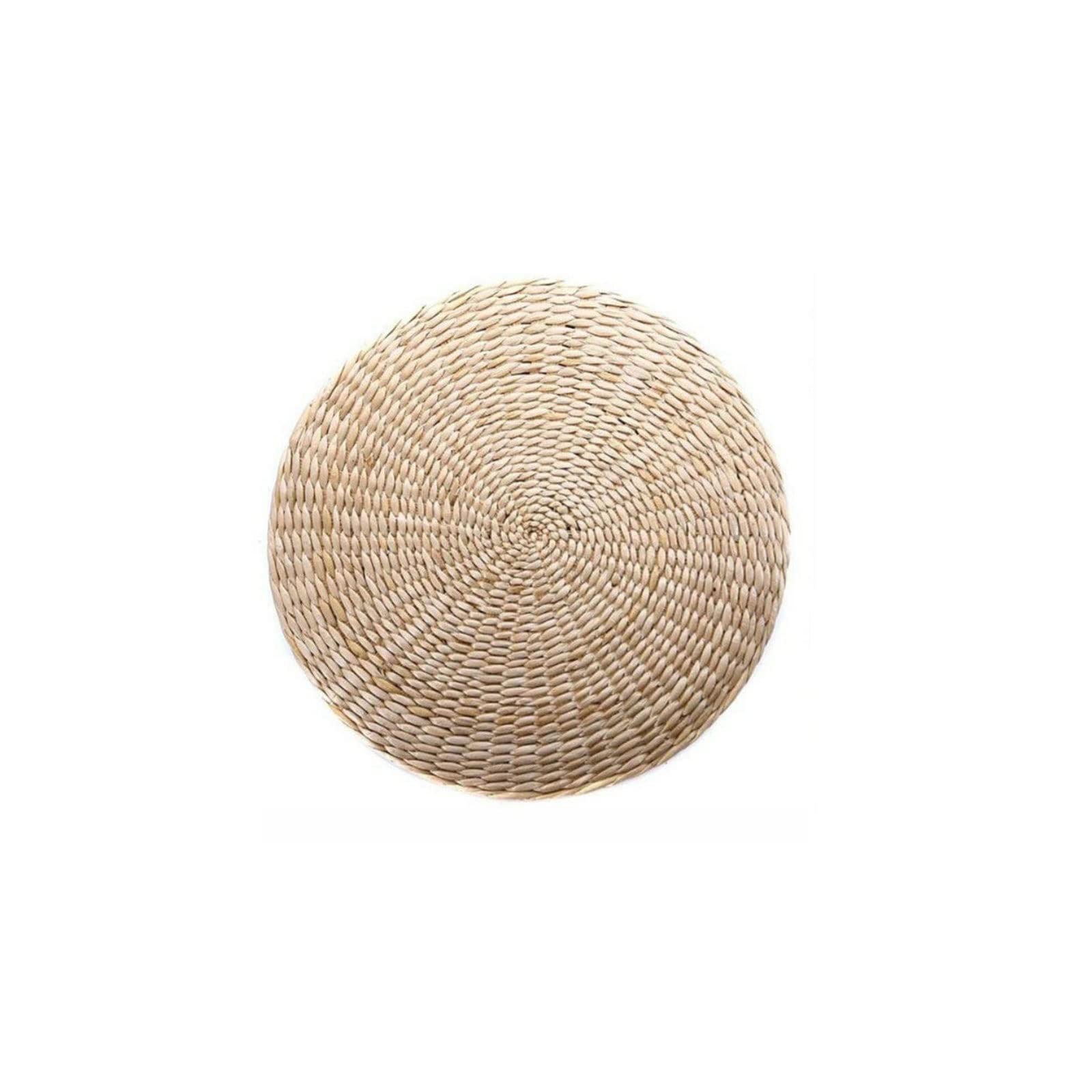 JINGYAN Chair Pads 45cm Round Pouf Tatami Cushion Floor Mat Handmade Weave Straw Meditation Yoga Chair Tea Ceremony Pad
